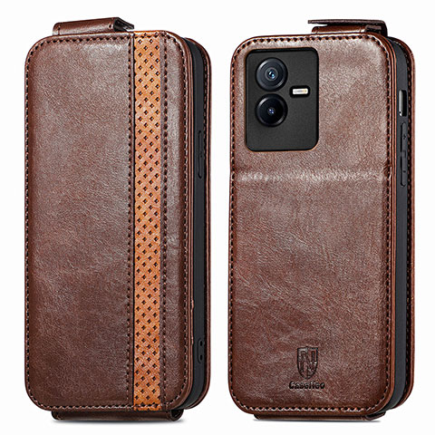 Funda de Cuero Flip S01D para Vivo Y73t Marron