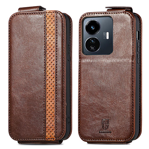 Funda de Cuero Flip S01D para Vivo Y77 5G Marron