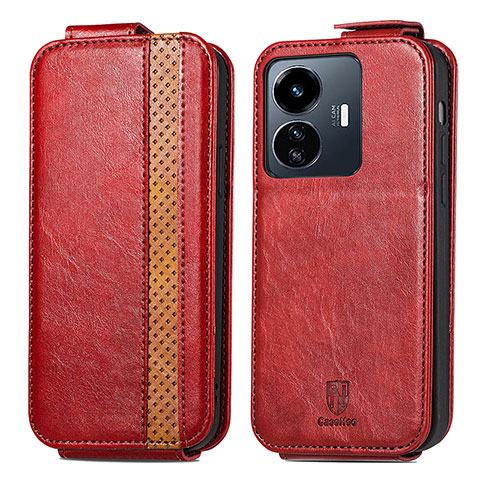 Funda de Cuero Flip S01D para Vivo Y77e 5G Rojo