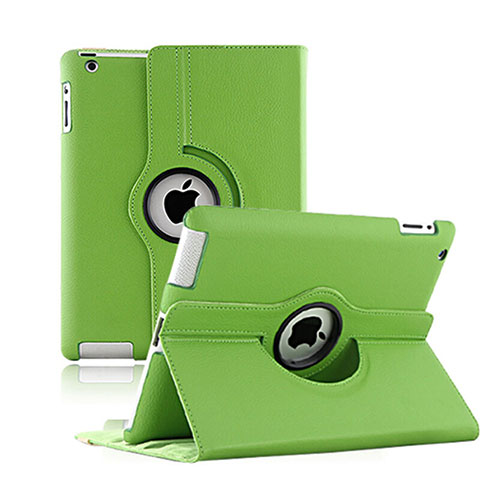 Funda de Cuero Giratoria con Soporte para Apple iPad 4 Verde