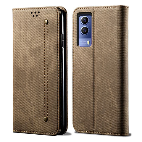 Funda de pano Cartera con Soporte B01S para Vivo iQOO Z5x 5G Caqui