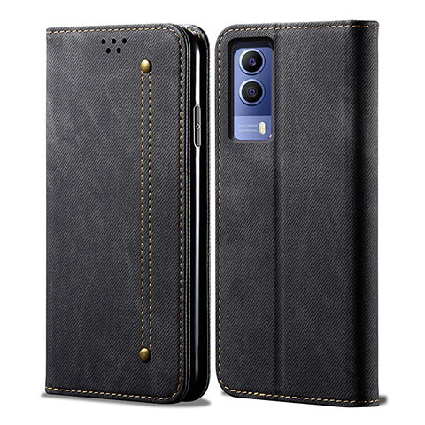 Funda de pano Cartera con Soporte B01S para Vivo T1x 5G Negro