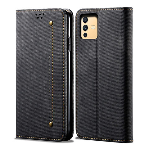 Funda de pano Cartera con Soporte B01S para Vivo V23 5G Negro