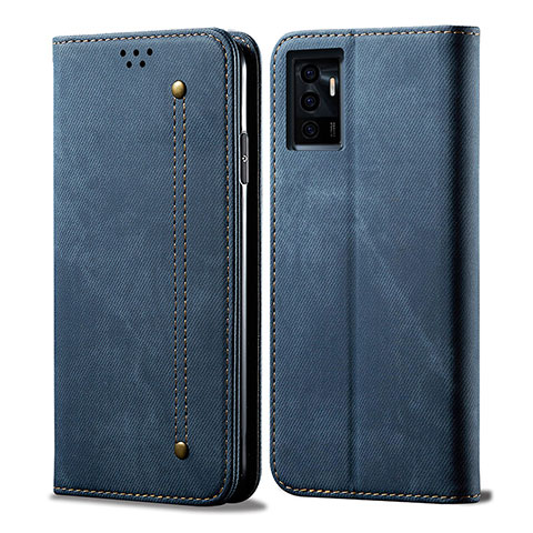 Funda de pano Cartera con Soporte B01S para Vivo V23e 5G Azul