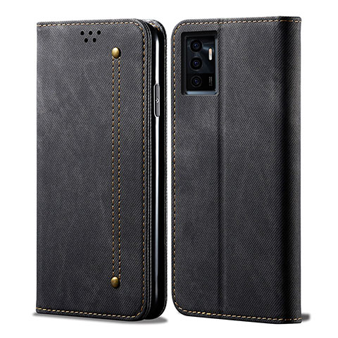 Funda de pano Cartera con Soporte B01S para Vivo V23e Negro