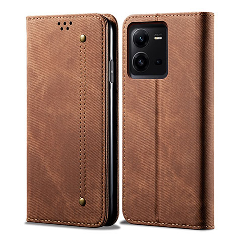 Funda de pano Cartera con Soporte B01S para Vivo V25 5G Marron