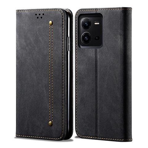 Funda de pano Cartera con Soporte B01S para Vivo V25 5G Negro