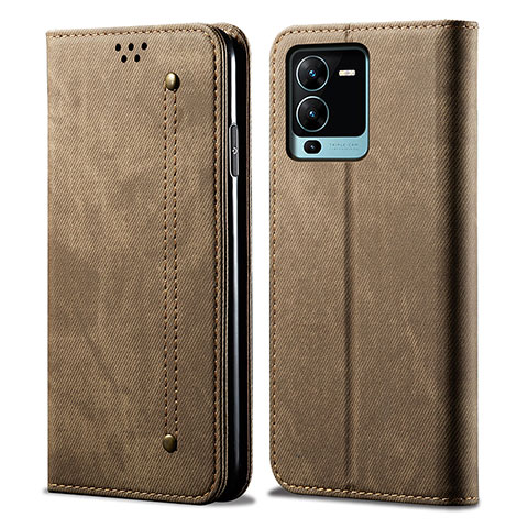 Funda de pano Cartera con Soporte B01S para Vivo V25 Pro 5G Caqui