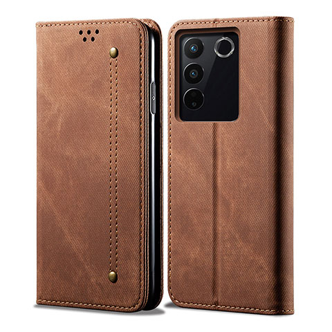 Funda de pano Cartera con Soporte B01S para Vivo V27 5G Marron