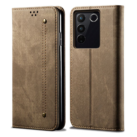 Funda de pano Cartera con Soporte B01S para Vivo V27 Pro 5G Caqui