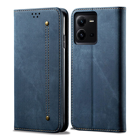 Funda de pano Cartera con Soporte B01S para Vivo X80 Lite 5G Azul