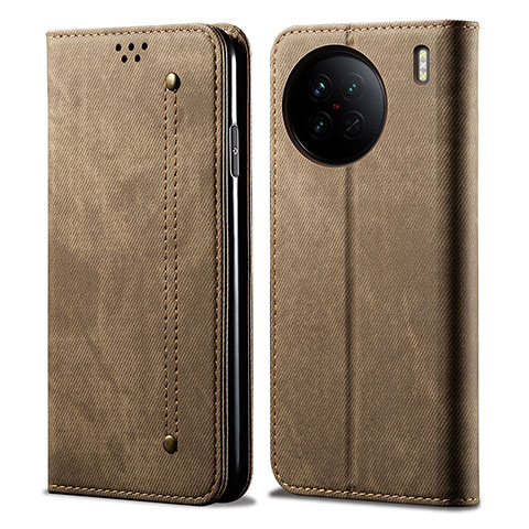 Funda de pano Cartera con Soporte B01S para Vivo X90 5G Caqui