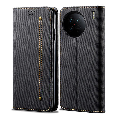 Funda de pano Cartera con Soporte B01S para Vivo X90 Pro 5G Negro