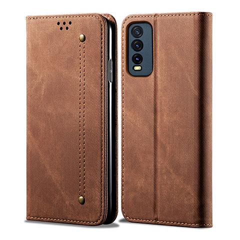 Funda de pano Cartera con Soporte B01S para Vivo Y20a Marron