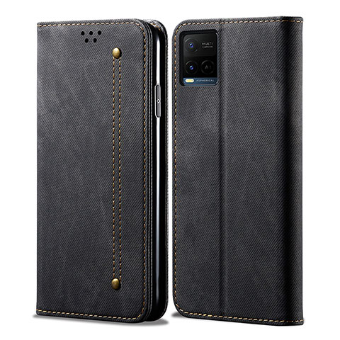 Funda de pano Cartera con Soporte B01S para Vivo Y21e Negro