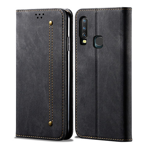 Funda de pano Cartera con Soporte B01S para Vivo Y3s Negro