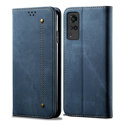 Funda de pano Cartera con Soporte B01S para Vivo Y51 (2021) Azul