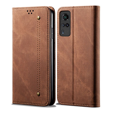 Funda de pano Cartera con Soporte B01S para Vivo Y51 (2021) Marron