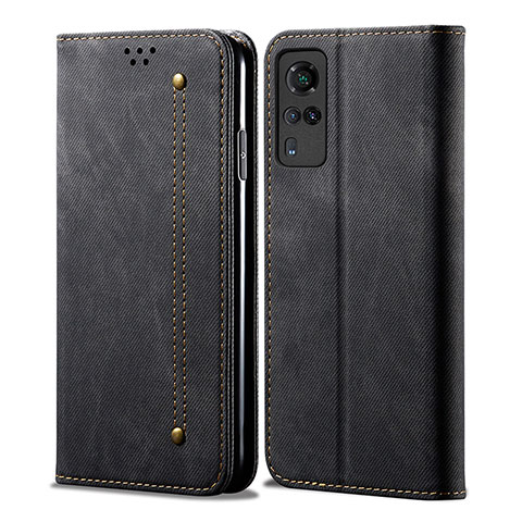 Funda de pano Cartera con Soporte B01S para Vivo Y51A Negro