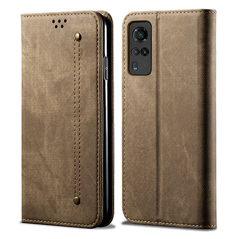 Funda de pano Cartera con Soporte B01S para Vivo Y53s 4G Caqui