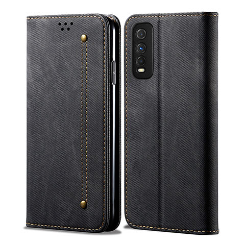 Funda de pano Cartera con Soporte B01S para Vivo Y70t 5G Negro