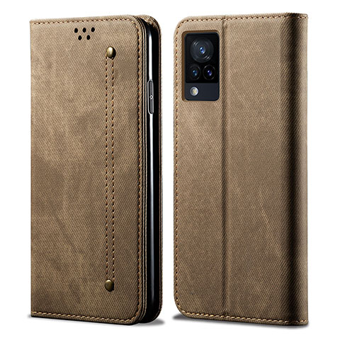 Funda de pano Cartera con Soporte B01S para Vivo Y73 (2021) Caqui