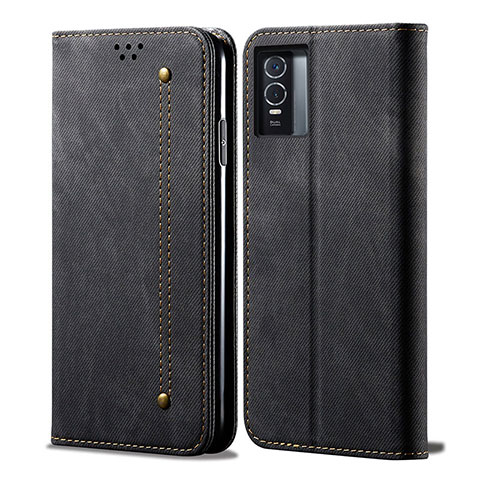 Funda de pano Cartera con Soporte B01S para Vivo Y76s 5G Negro