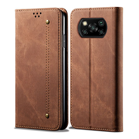 Funda de pano Cartera con Soporte B01S para Xiaomi Poco X3 Pro Marron