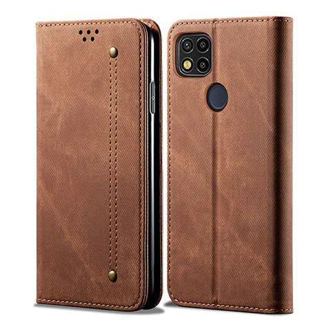 Funda de pano Cartera con Soporte B01S para Xiaomi Redmi 9 Activ Marron