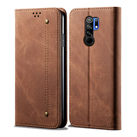 Funda de pano Cartera con Soporte B01S para Xiaomi Redmi 9 Marron