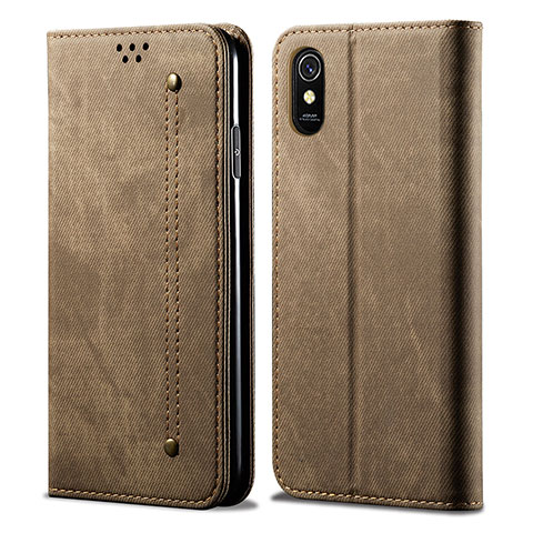 Funda de pano Cartera con Soporte B01S para Xiaomi Redmi 9A Caqui