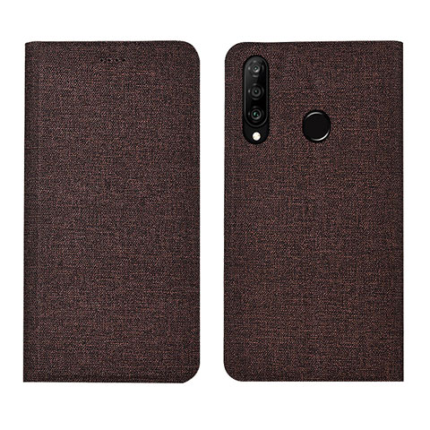 Funda de pano Cartera con Soporte H01 para Huawei P30 Lite Marron