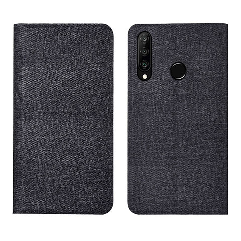 Funda de pano Cartera con Soporte H01 para Huawei P30 Lite XL Negro