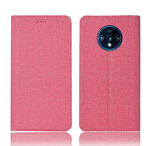 Funda de pano Cartera con Soporte H01 para OnePlus 7T Rosa