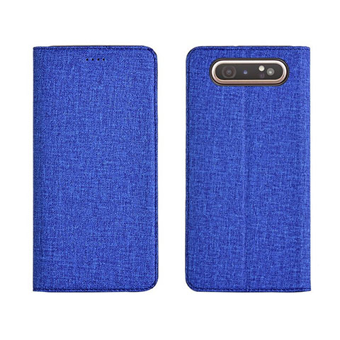 Funda de pano Cartera con Soporte H01 para Samsung Galaxy A80 Azul