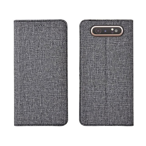 Funda de pano Cartera con Soporte H01 para Samsung Galaxy A80 Gris