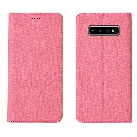 Funda de pano Cartera con Soporte H01 para Samsung Galaxy S10 Plus Rosa