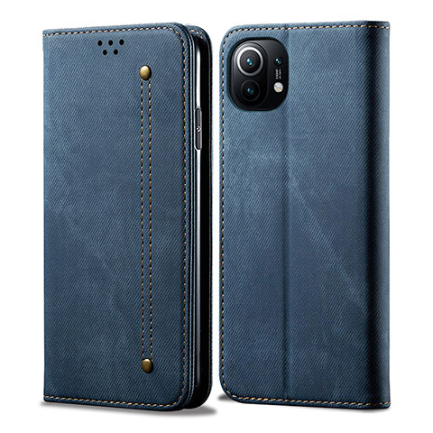 Funda de pano Cartera con Soporte H01 para Xiaomi Mi 11 5G Azul