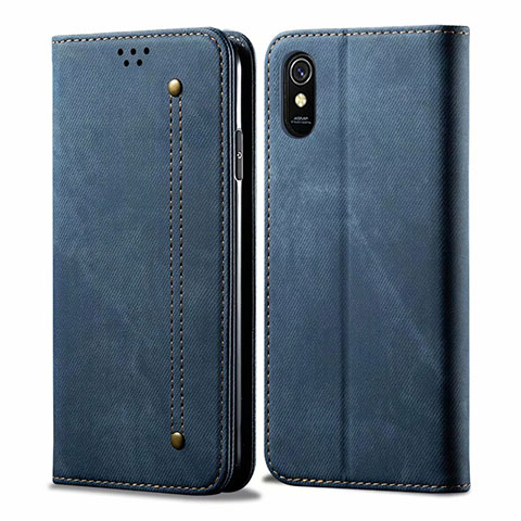 Funda de pano Cartera con Soporte H01 para Xiaomi Redmi 9A Azul