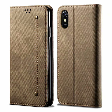 Funda de pano Cartera con Soporte H01 para Xiaomi Redmi 9i Caqui