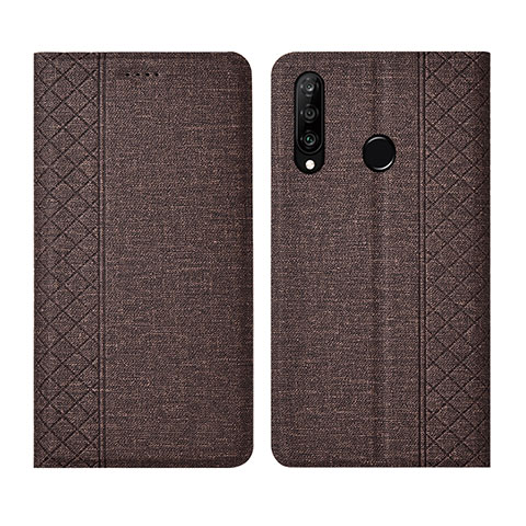 Funda de pano Cartera con Soporte H02 para Huawei Nova 4e Marron