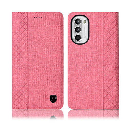 Funda de pano Cartera con Soporte H12P para Motorola Moto Edge (2022) 5G Rosa