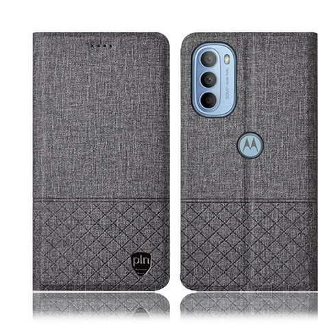 Funda de pano Cartera con Soporte H12P para Motorola Moto G31 Gris