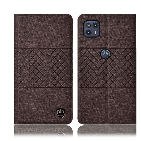 Funda de pano Cartera con Soporte H12P para Motorola Moto G50 5G Marron