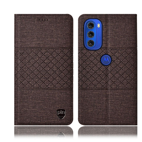 Funda de pano Cartera con Soporte H12P para Motorola Moto G51 5G Marron