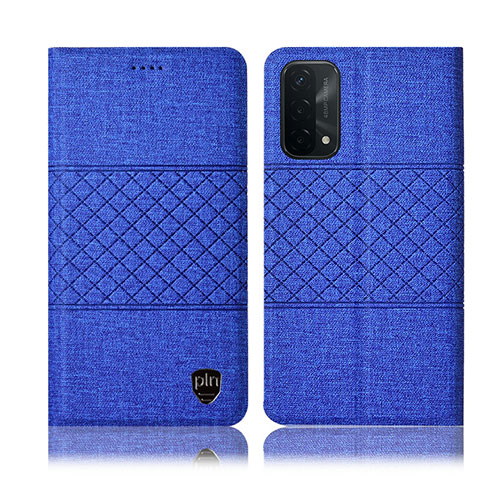 Funda de pano Cartera con Soporte H12P para Oppo A54 5G Azul