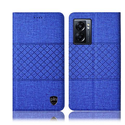 Funda de pano Cartera con Soporte H12P para Oppo A56S 5G Azul