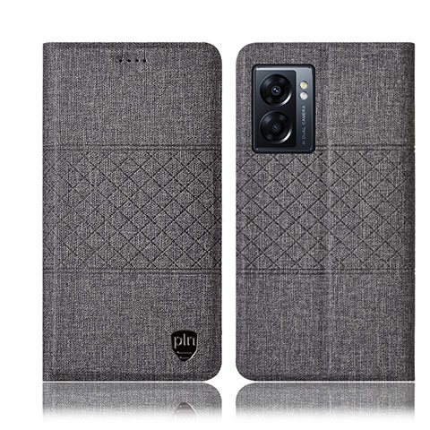 Funda de pano Cartera con Soporte H12P para Oppo A56S 5G Gris