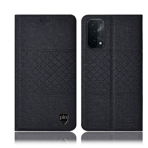 Funda de pano Cartera con Soporte H12P para Oppo A74 5G Negro