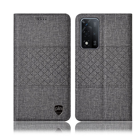 Funda de pano Cartera con Soporte H12P para Oppo A93s 5G Gris